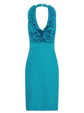 Teal Halter Ruffle Front Maxi Dress - Women